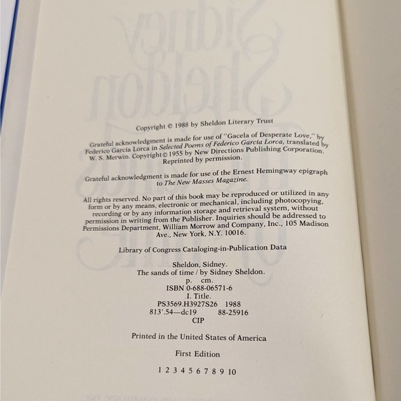 The Sands of Time (1988, Hardcover) - Sidney Sheldon [Fiction, Thriller] - Picture 3 of 9